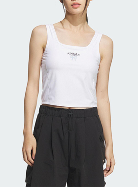 Adidas/阿迪达斯正品2025夏季款女士休闲短款修身简约背心KE5798