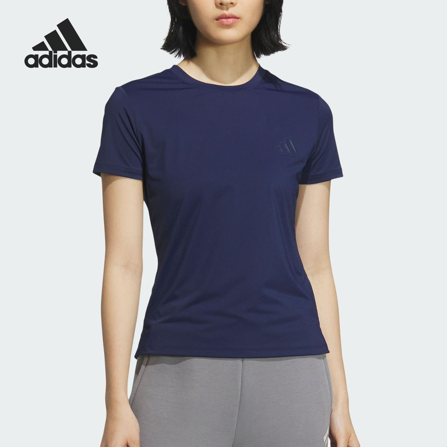 Adidas/阿迪达斯官方正品夏季女士时尚简约修身圆领短袖KC1486