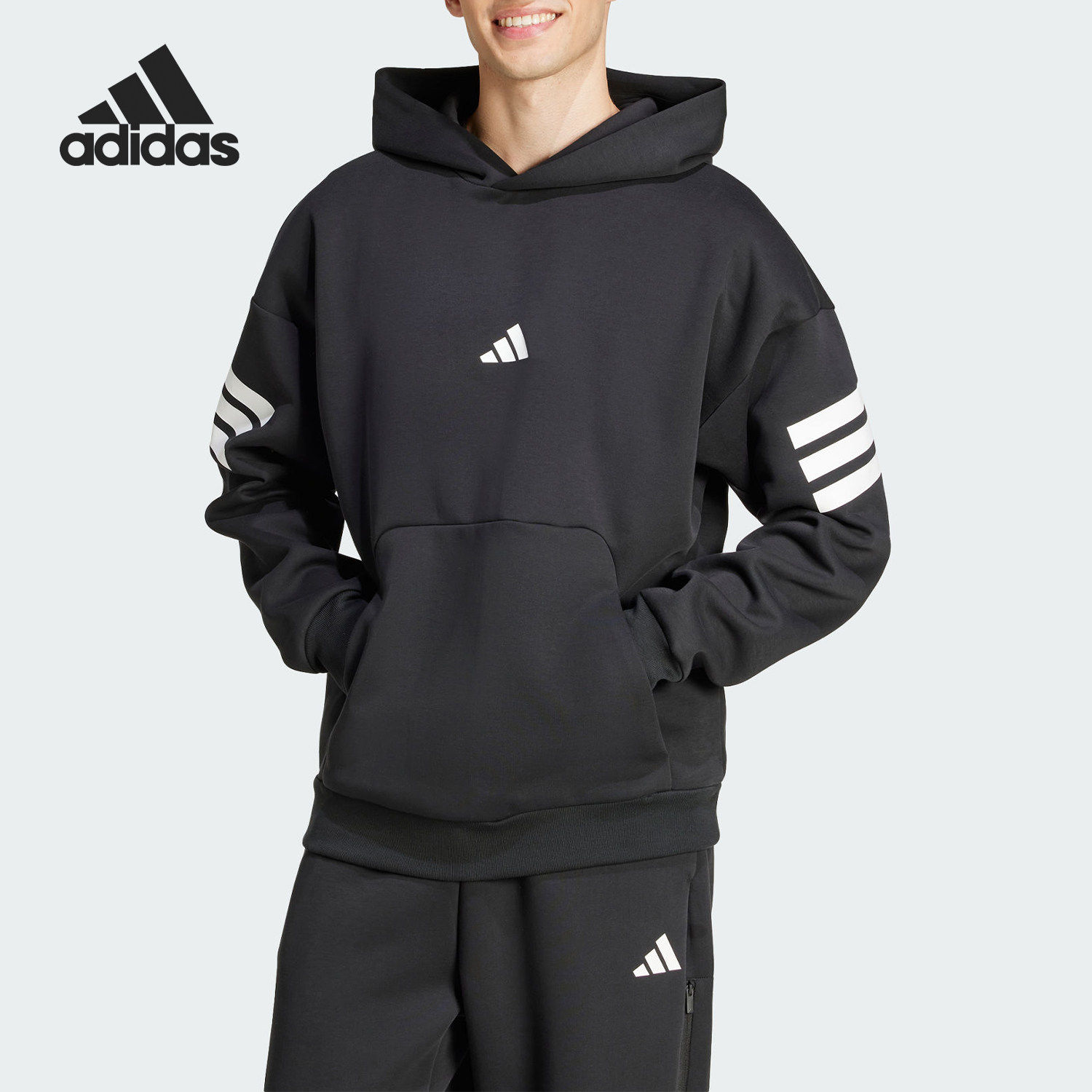 Adidas/阿迪达斯官方正品FUTURE ICONS HOODIE男士连帽卫衣JD4838