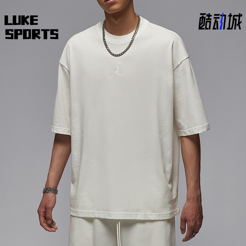 Nike/耐克正品JORDAN男士休闲简约针织透气运动圆领T恤IB7346-133