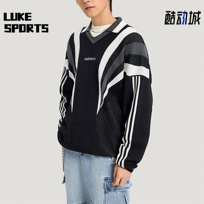 Adidas/阿迪达斯正品三叶草男士针织运动经典宽松套头毛衣KW2018