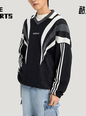 Adidas/阿迪达斯正品三叶草男士针织运动经典宽松套头毛衣KW2018