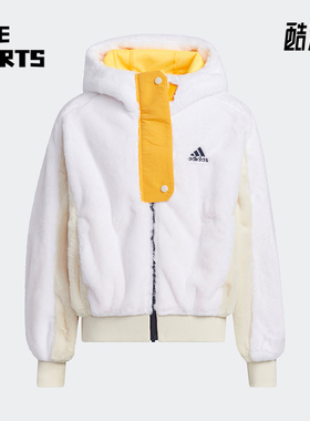 Adidas/阿迪达斯正品KNIT JACKET大童连帽时尚保暖针织外套H45057