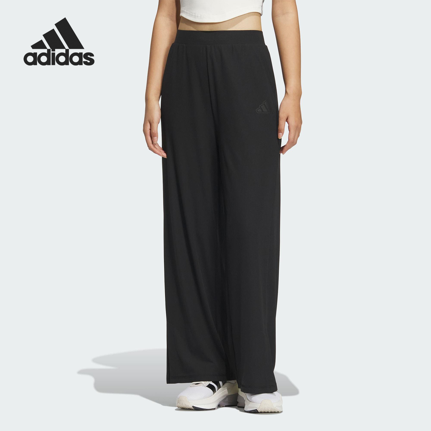 Adidas/阿迪达斯官方正品2025女士宽松透气阔腿直筒长裤JN0712