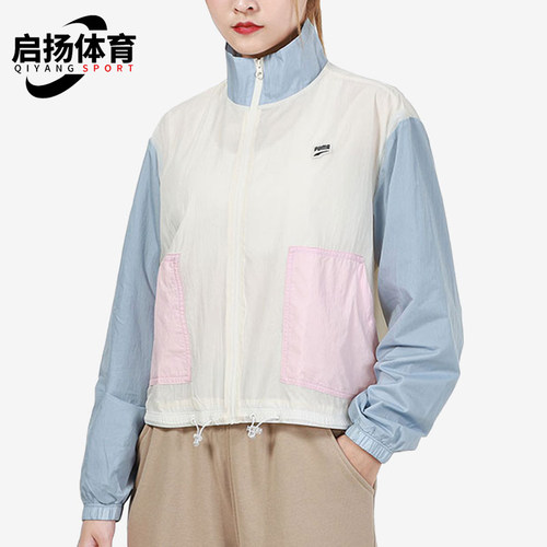 Puma/彪马正品2025女士薄款复古拼接运动休闲立领外套532726-73