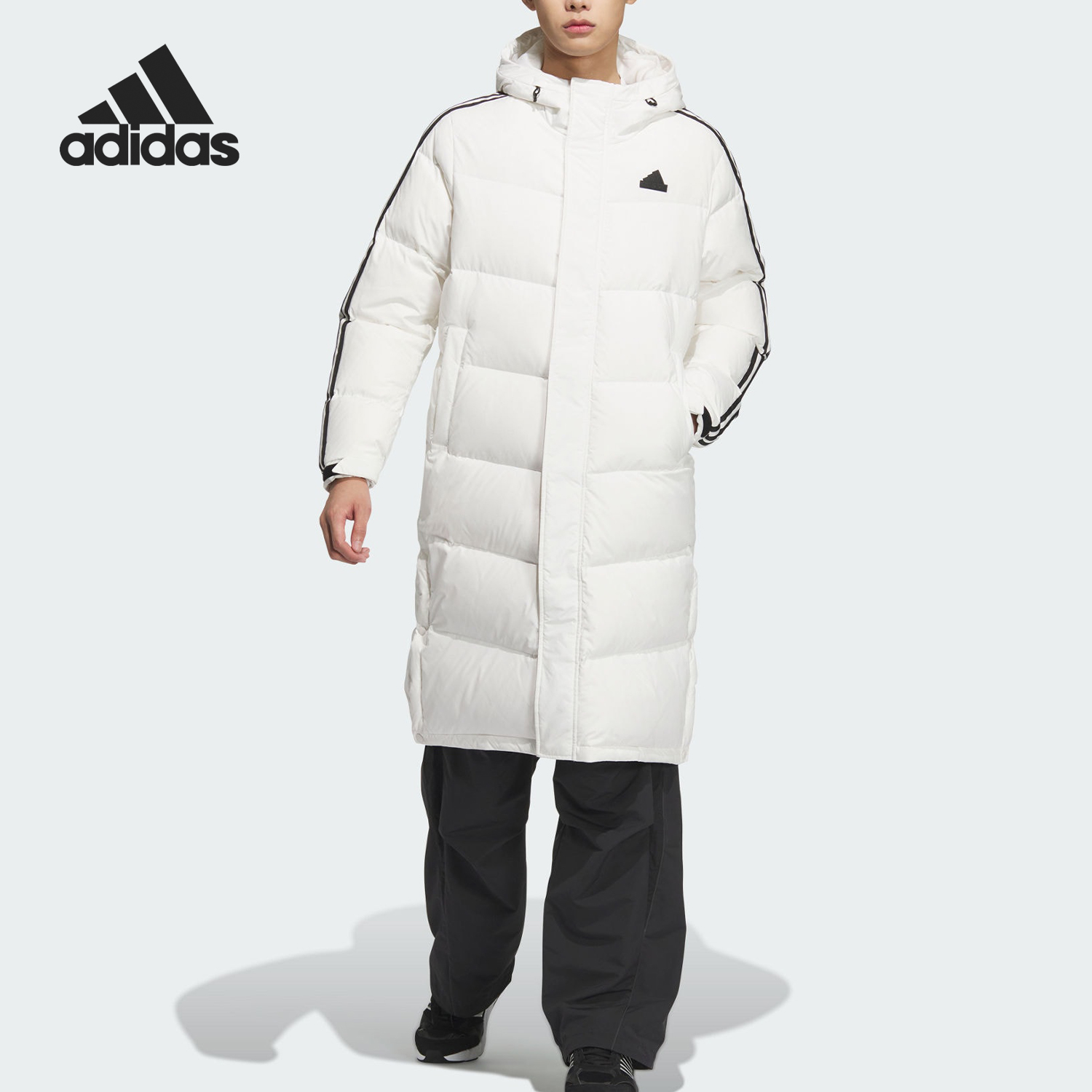 Adidas/阿迪达斯正品新款男女长款保暖侧开排扣羽绒服JM9152