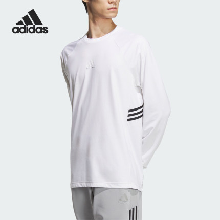 Adidas/阿迪达斯官方正品2024新款男士时尚休闲针织长袖T恤JL7583