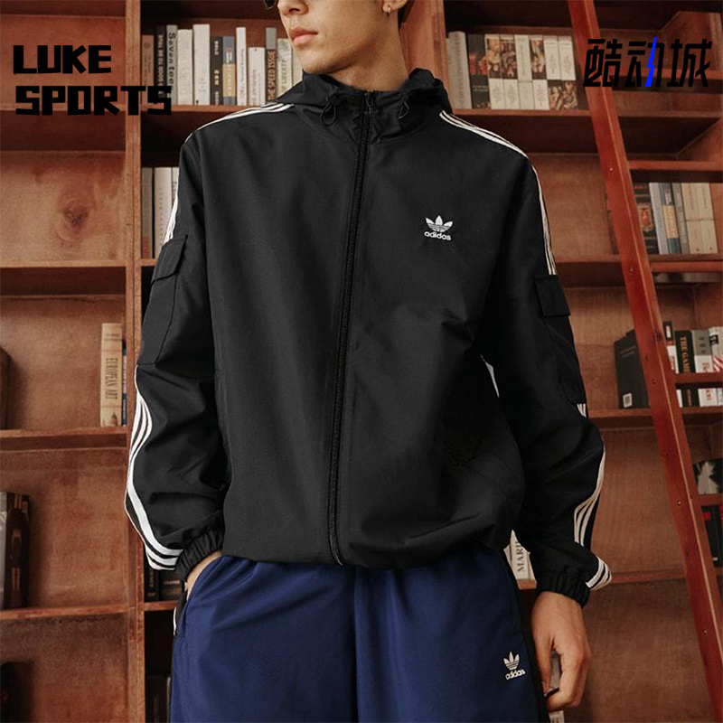 Adidas/阿迪达斯正品三叶草男女拉链经典运动连帽夹克外套KB1945