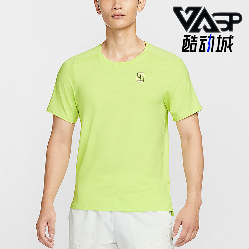 Nike/耐克正品Dri-FIT男士透气网球修身圆领运动短袖FZ6911-736