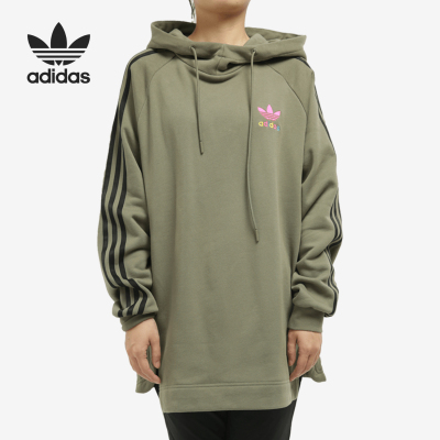 Adidas/阿迪达斯三叶草女子长款连帽运动套头衫卫衣GV2930