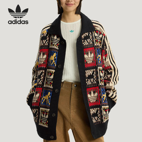 Adidas/阿迪达斯官方正品三叶草男女同款慵懒风开衫外套KR2801