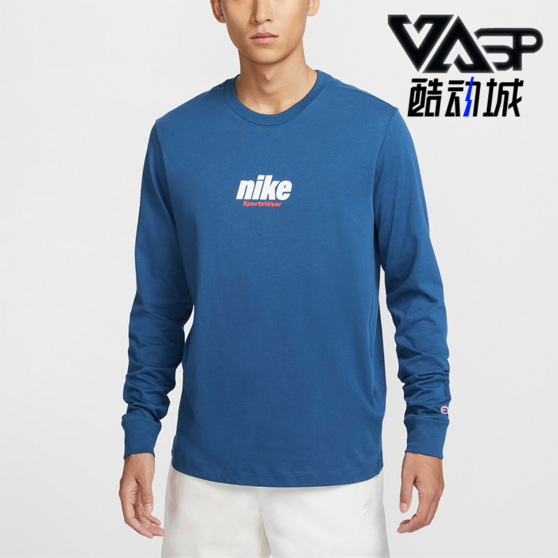 耐克男士印花针织休闲长袖T恤