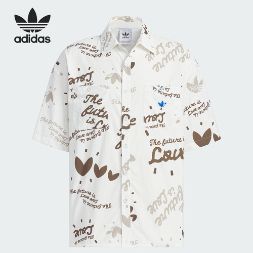 Adidas/阿迪达斯正品三叶草男士印花运动宽松衬衫JM5152