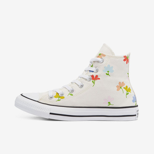 Converse匡威 清新奶油白色小花印花高帮休闲帆布女鞋 570919C