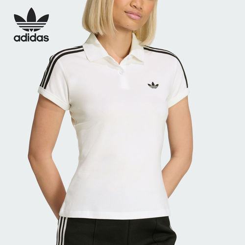 Adidas/阿迪达斯官方正品三叶草女士三条纹亲肤时尚POLO衫KD3697