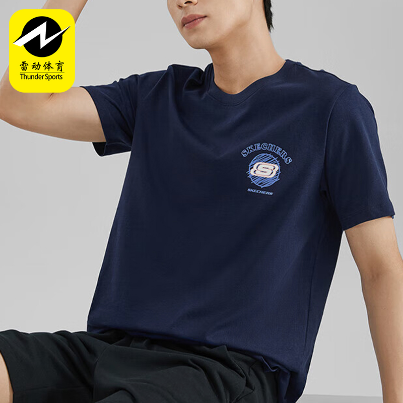 斯凯奇男女针织透气休闲短袖