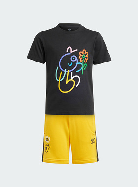 Adidas/阿迪达斯正品三叶草小童运动休闲透气短袖套装II0839