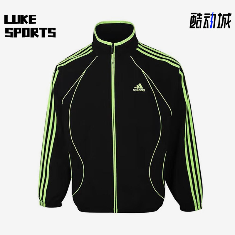 Adidas/阿迪达斯正品达斯夹克儿童黑荧光绿经典夹克外套KE5138