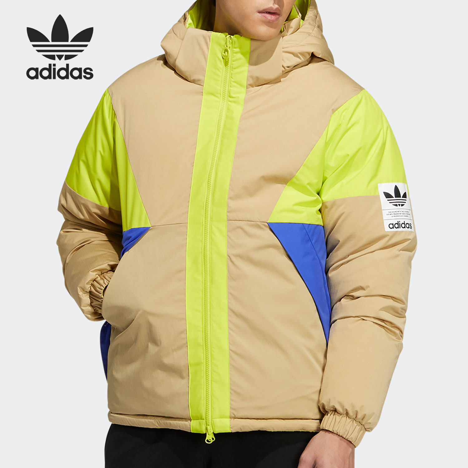 Adidas/阿迪达斯正品三叶草男子连帽双面穿运动羽绒服 H66016