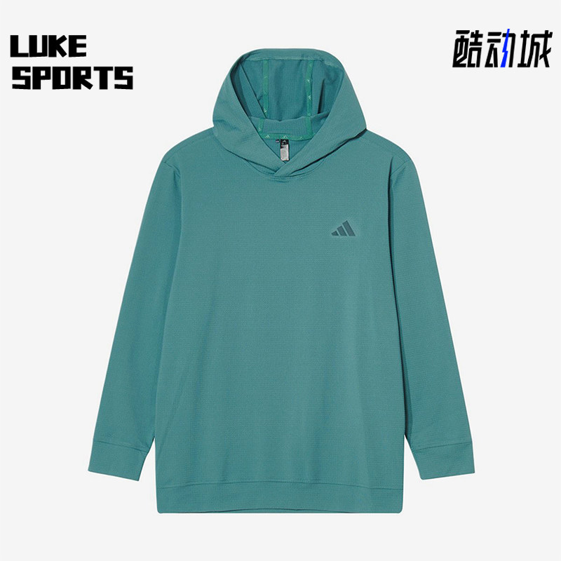 Adidas/阿迪达斯正品新款男绿色高尔夫经典简约连帽卫衣JX4192