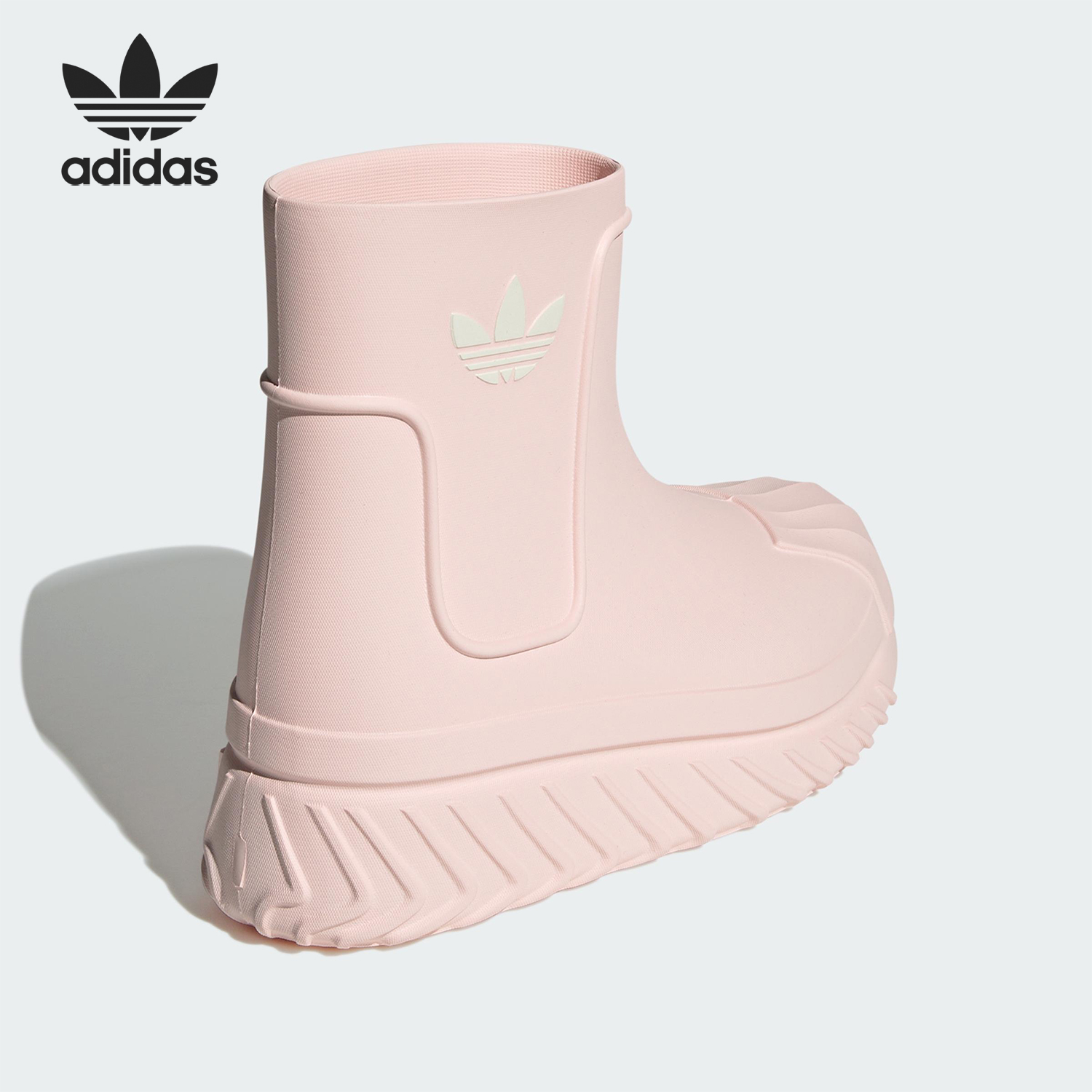 Adidas/阿迪达斯正品三叶草女士高帮厚底休闲户外雨靴IG4503