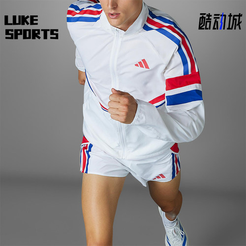 Adidas/阿迪达斯正品复古修身跑步男士经典运动立领夹克JD7317