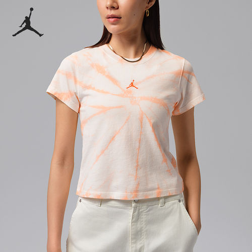 Nike/耐克正品JORDAN女士短款时尚印花针织短袖T恤IR0775-133
