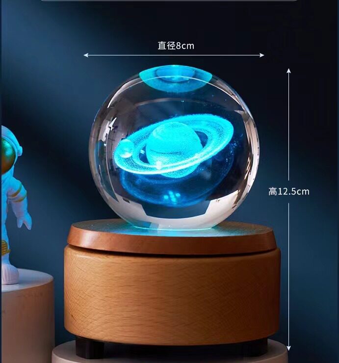 크리 에이 티브 3D 크리스탈 공 뮤직 박스 소녀 생일 선물 문 블루투스 나무 뮤직 박스 중추절 선물