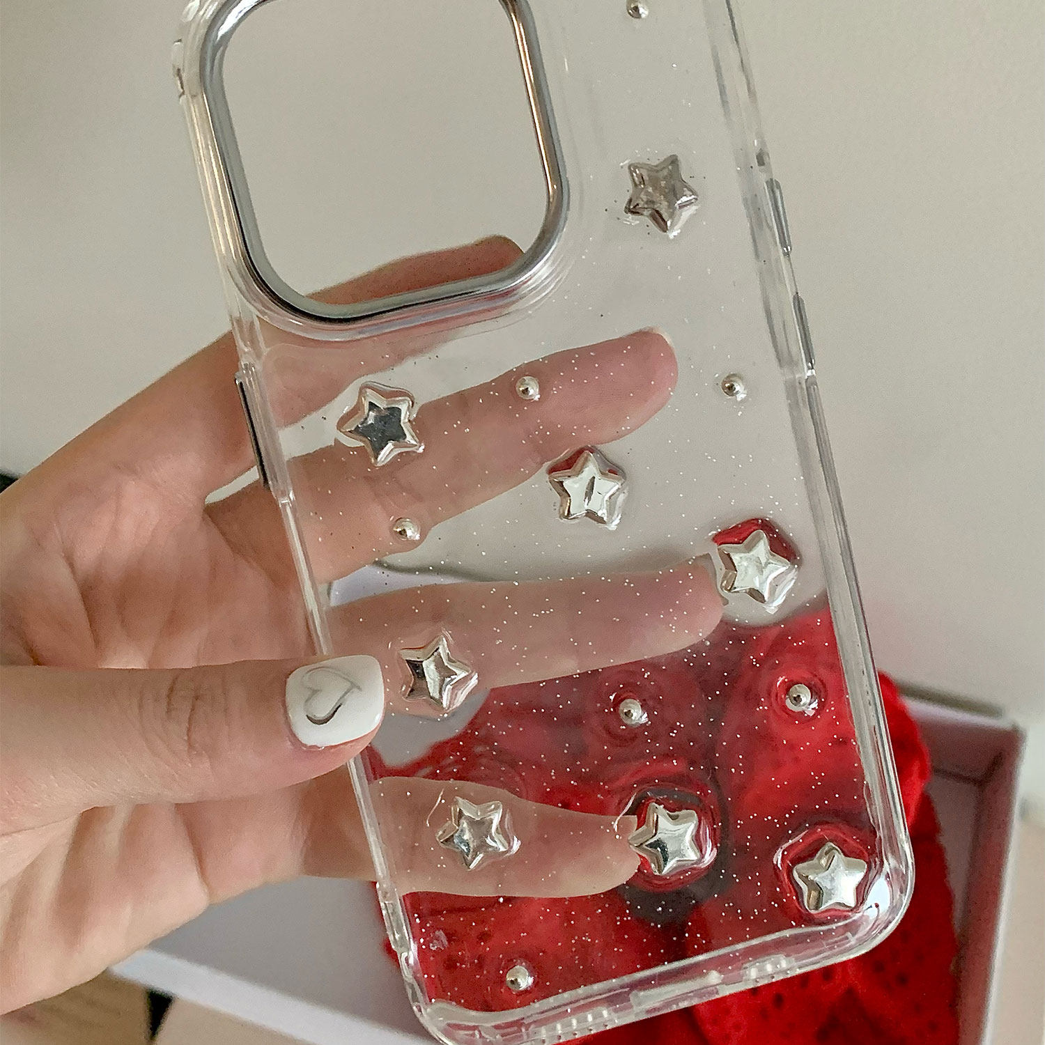 iphone17pro小众滴胶星星高级感14max闪粉蝴蝶结手机壳15苹果13适用新款防摔软壳韩国冷淡风保护套16透明简约