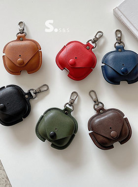 airPods Pro第一二三代123小众皮质耳机壳苹果适用无线蓝牙保护套高级感纽扣个性创意棕色黑色硅胶软壳耳机盒