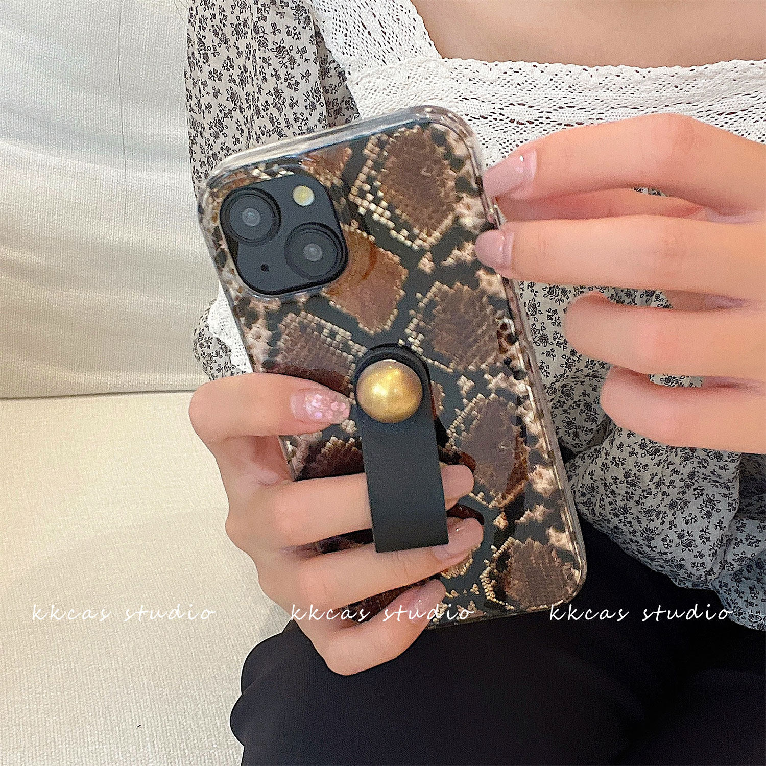 小众个性蛇皮指环扣苹果手机壳17