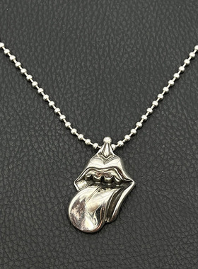 s925纯银高级感复古小众大舌头项链男女中号欧美嘻哈个性吊坠潮牌