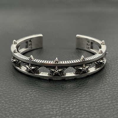 s925纯银高级感复古纳瓦霍五角星手镯男cody sanderson星星手环潮