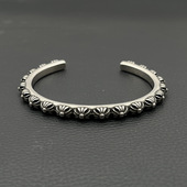 s925纯银高级感复古十字架开口手镯男女小众十字花手环做旧经典 款