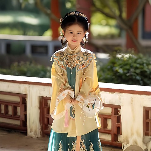 女童汉服明制秋季款儿童簪花服装