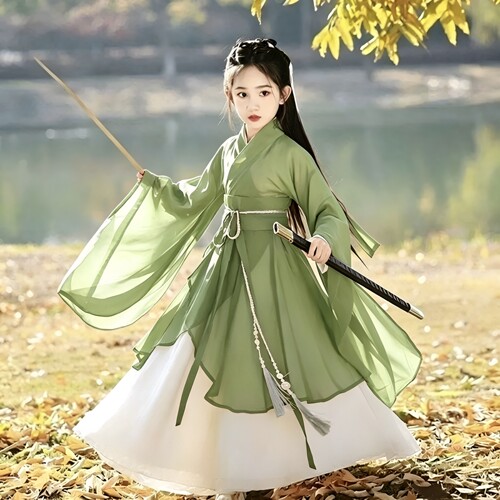儿童魏晋风交领战国袍汉服四季