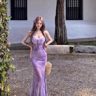 甜甜轻奢新海边度假风收腰包臀鱼尾长裙连衣裙H GZZXMT2599