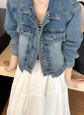 甜甜26年春款复古风翻领休闲牛仔外套(单外套)M36521