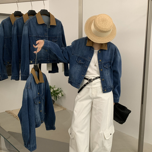 甜甜26年春款 牛仔外套2636 复古风翻领宽松短款