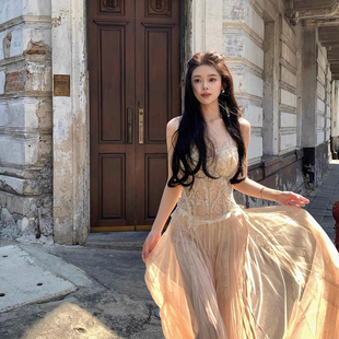 甜甜衣裙高级感名媛生日小礼裙miu系千金性感蕾丝收腰连衣裙4930