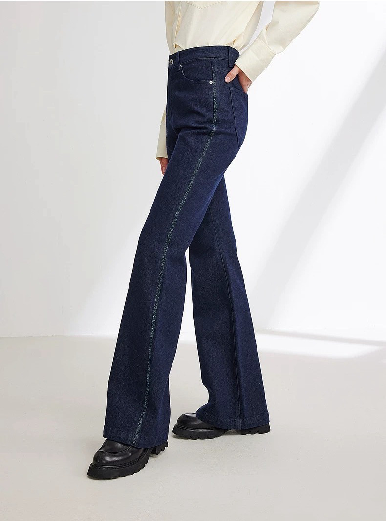 【程程】必入百搭复古高腰百搭小神裤不褪色牛仔裤空气层微喇裤