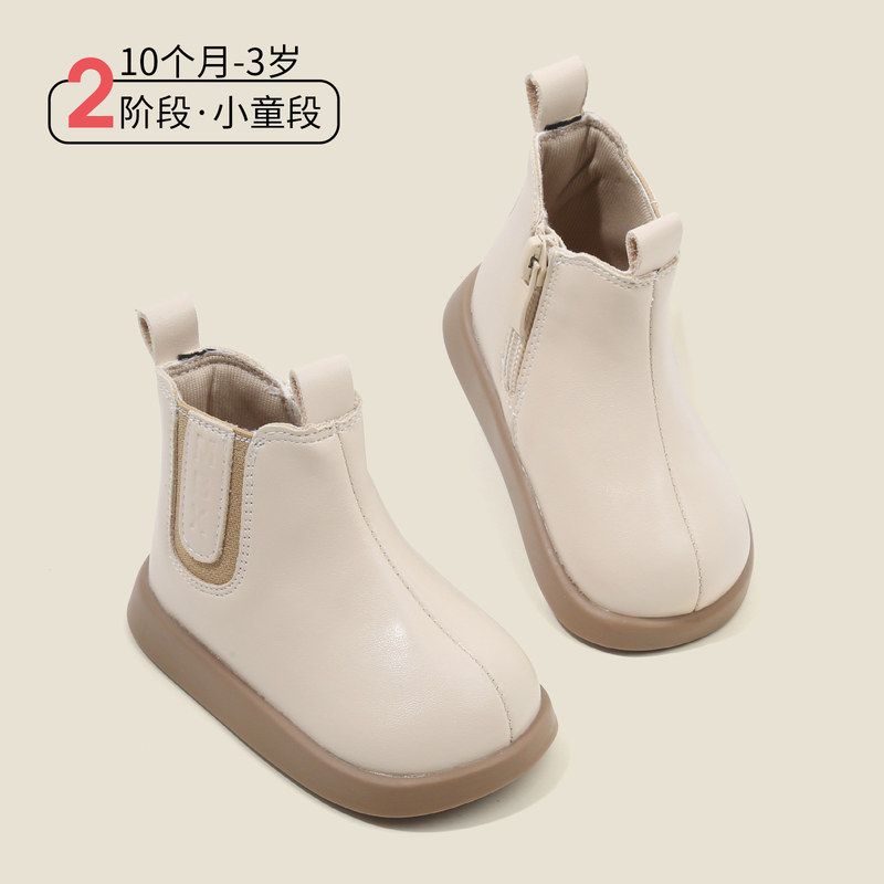 男童鞋韩版软皮靴子秋冬季加绒