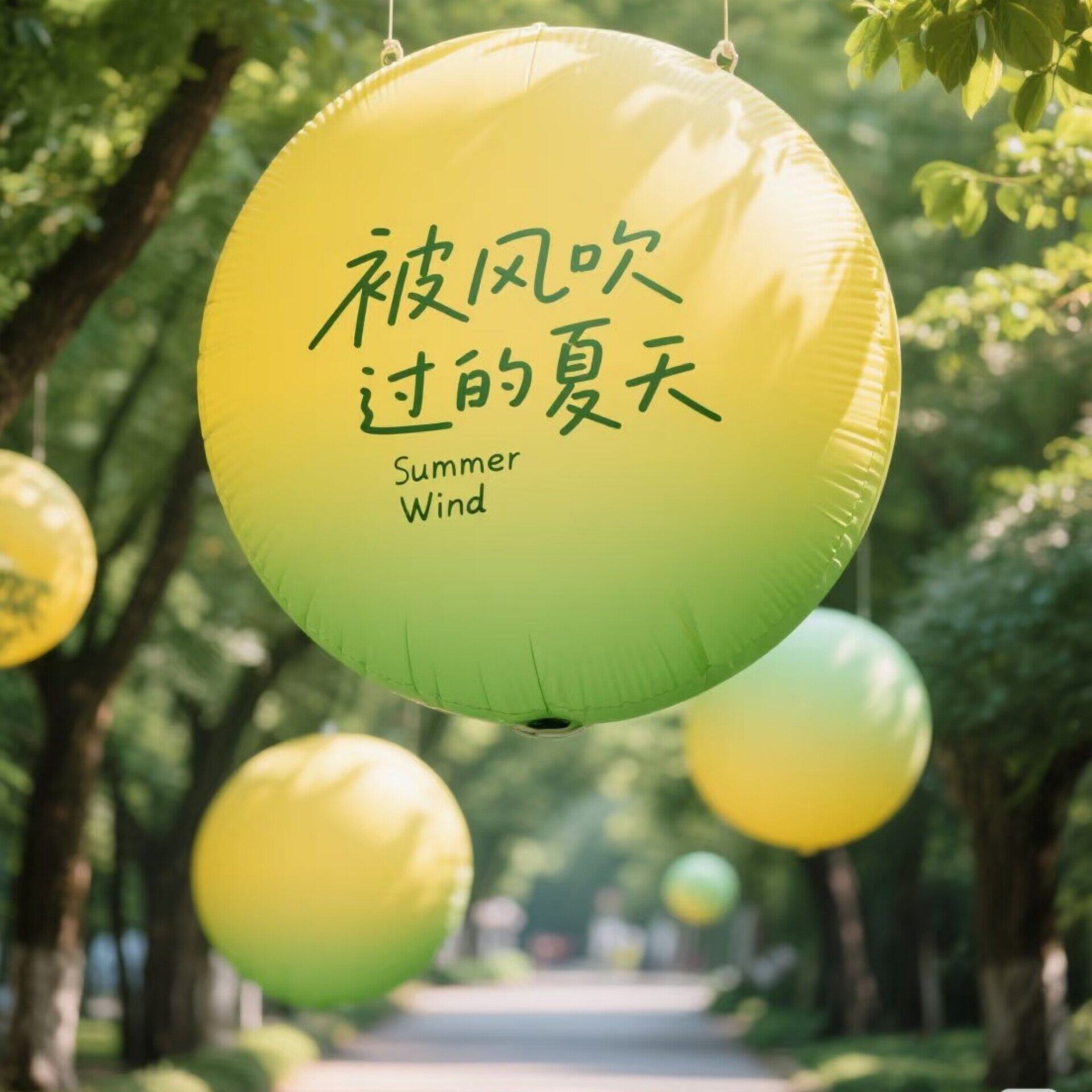 清新绿色气球装饰吊顶气模