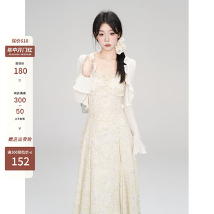 收腰显瘦长裙子 一颗小野莓碎花吊带连衣裙女夏季 韩系甜美气质法式
