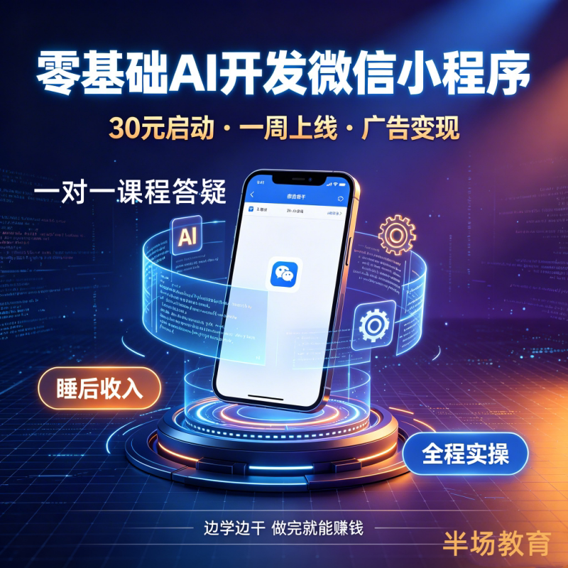 零基础AI编程微信小程序开发课程前后端数据库Docker部署备案上线
