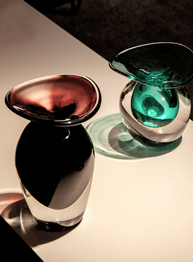 轻奢样板间家居床头柜波罗花器饰品摆件喇叭花琉璃蓝色瓶搭配组合