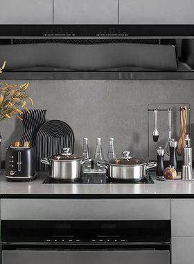 现代道具不锈钢厨房摆件装饰品轻奢油壶样板房砧板花艺锅软装组合