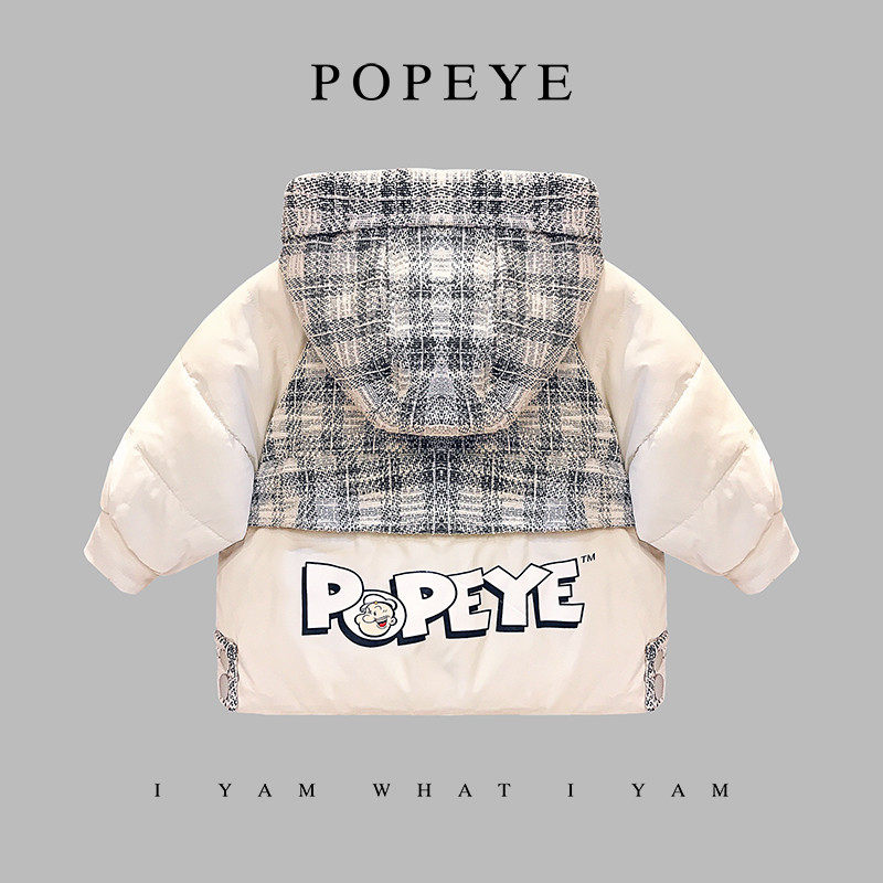 大力水手 宝宝夹棉加厚外套2022秋冬新款童装男女童棉衣连帽棉服