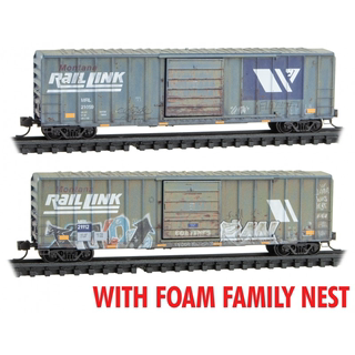MTL N比例 MRL 涂鸦旧化 50尺 棚车 2节 火车模型 99305032