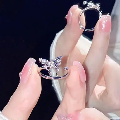 不规则立体蝴蝶开口戒指女